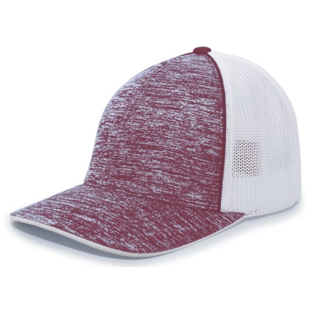 Pacific Headwear Aggressive Heather Trucker Mesh Flexfit Cap 406F - Size XS
